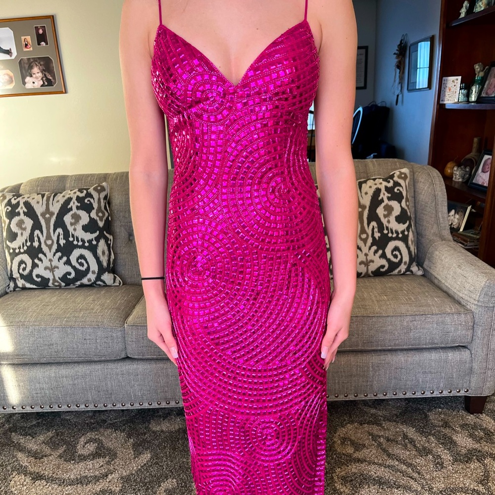 pretty pink sequins prom dress